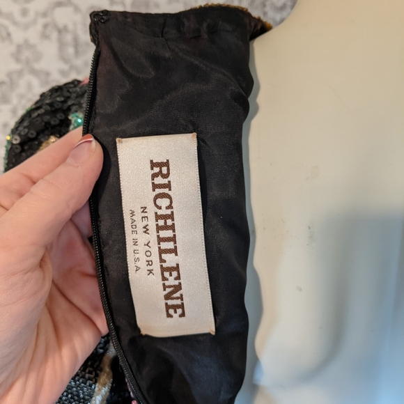 Richilene 1970s 1980s Floral Sequin Embroidered Beaded Gown - Picture 12 of 12